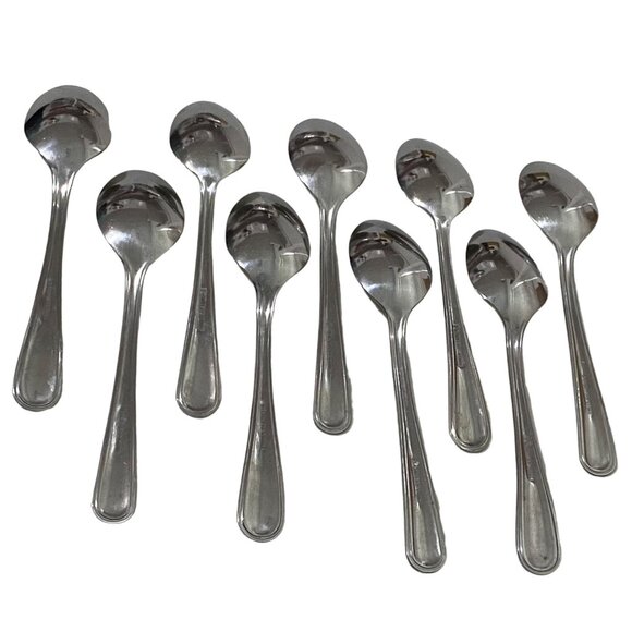 Stainless Steel Soup Spoon Lot of 9 Clean Line Design Thanksgiving Dining - Picture 3 of 6
